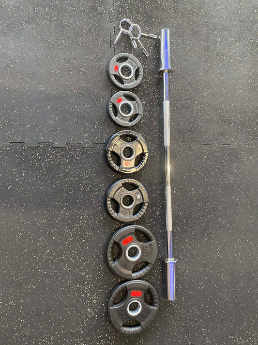 4ft Olympic Chrome Barbell & 2x5kg, 2x2.5, 2.1.25kg Weight Plates BUNDLE