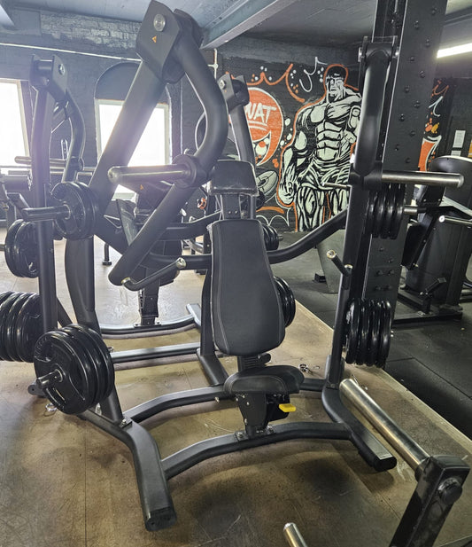 Wide grip Chest Press. Plate loaded.