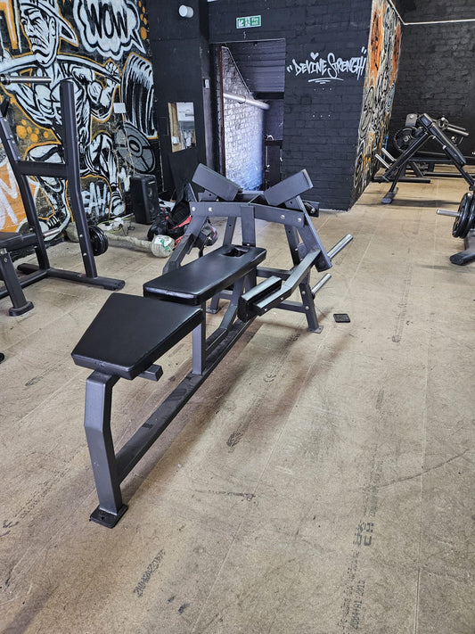 Lying rear delt fly machine. Plate loaded.